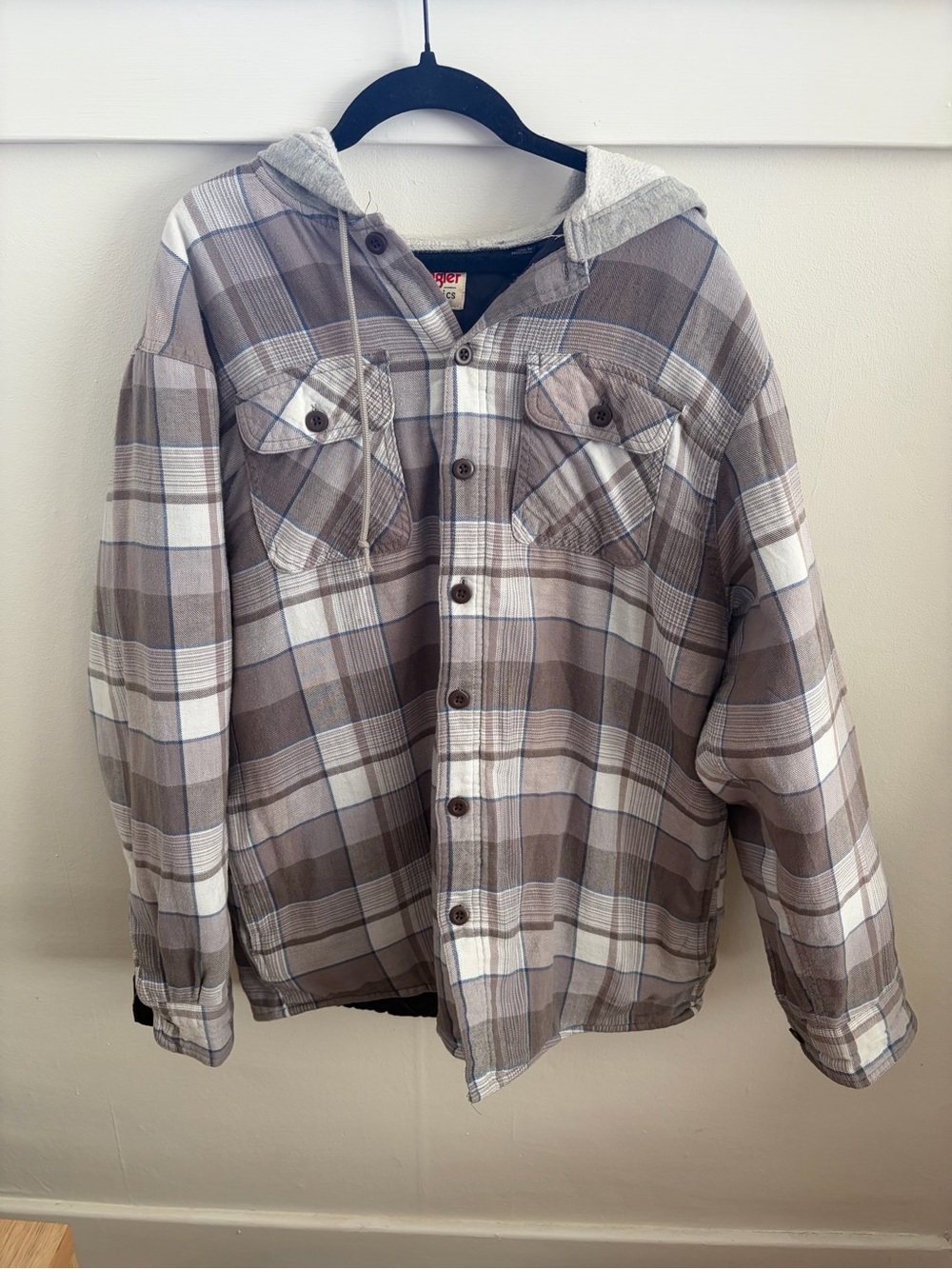 Wrangler Gray & White Plaid Hooded Jacket #western #plaid